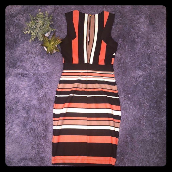Gorgeous Coral Striped Dress - Picture 2 of 4